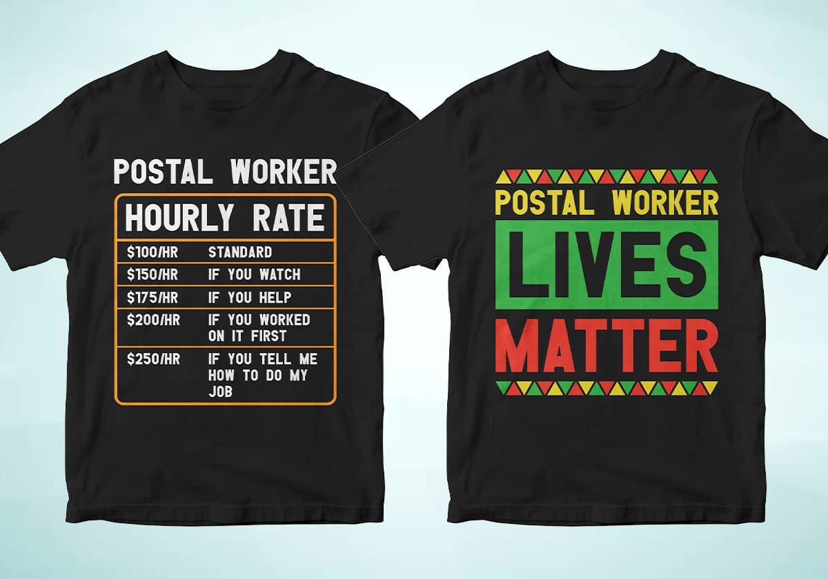 Postal Worker 25 Editable T-shirt Designs Bundle
