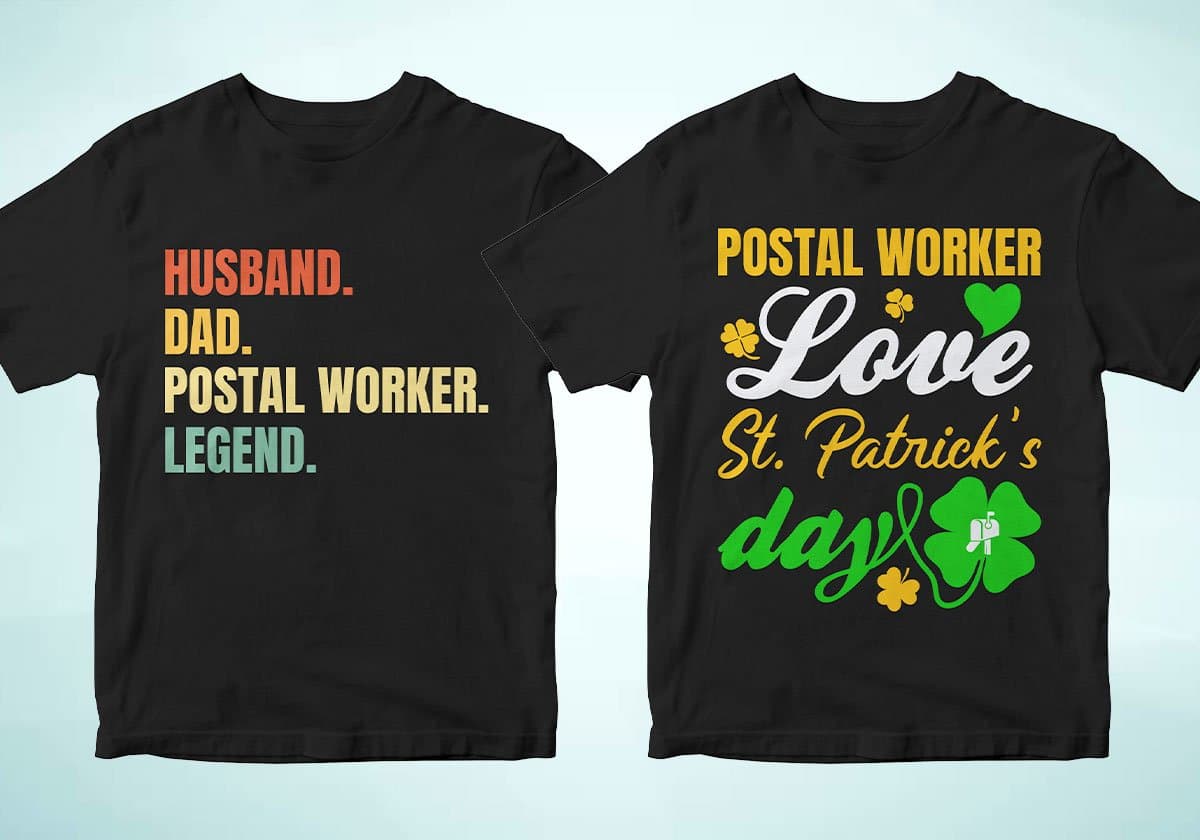 Postal Worker 25 Editable T-shirt Designs Bundle