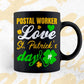 Postal Worker Love St. Patrick's Day Editable Vector T-shirt Designs Png Svg Files