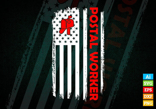 Postal Worker USA Flag Proud Professions Gift Editable Vector T-shirt Design in Ai Svg Files