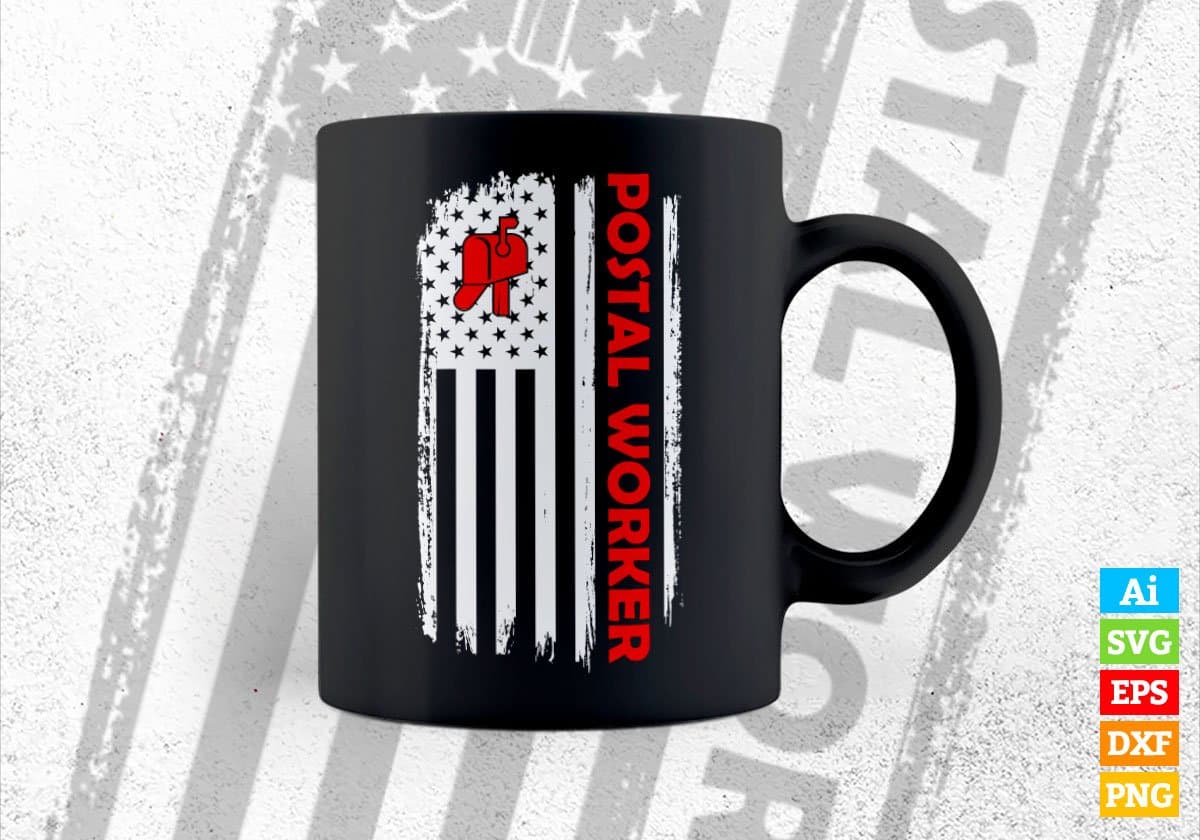 Postal Worker USA Flag Proud Professions Gift Editable Vector T-shirt Design in Ai Svg Files