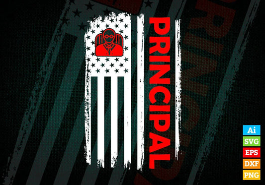 Principal USA Flag Proud Professions Gift Editable Vector T-shirt Design in Ai Svg Files