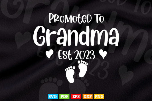 Promoted To Grandma Est 2023 Grandmother Svg Cutting T shirt Design.