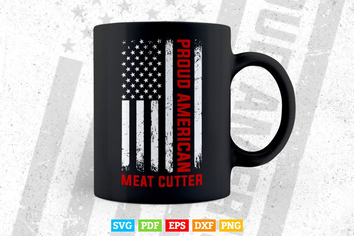 Proud American Patriotic USA Flag Gift Meat Cutter Svg Png Dxf Files.