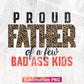 Proud Father of Bad Ass Kids Dad Camouflage Leopard Fathers Day T shirt Tumbler Design Sublimation Png File