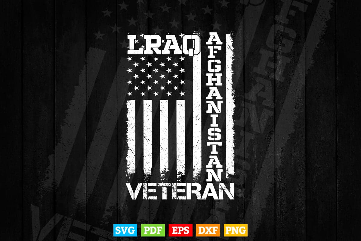 Proud Iraq Afghanistan Veteran Flag U.S. Patriotic Svg Png Cut Files.