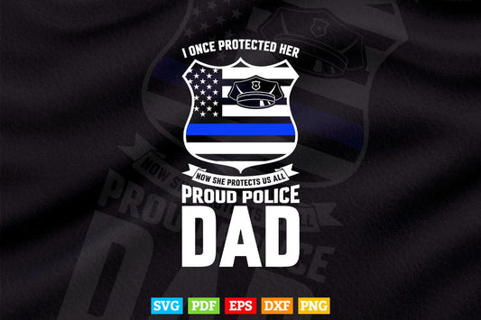 Proud Police Dad Support Police Daughter Svg Cricut Files.