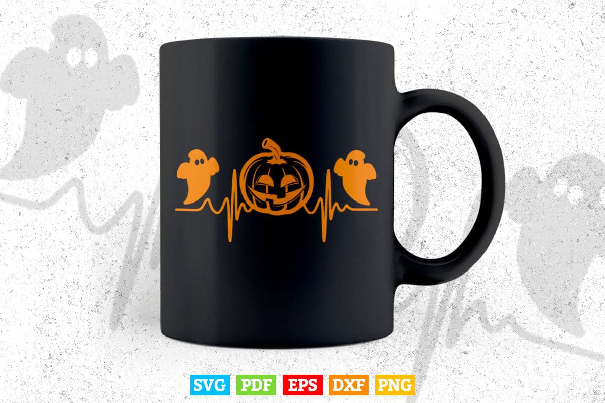 Pumpkin Halloween Heartbeat Graphic Fall Svg T shirt Design.