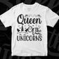 Queen Of The Unicorns Animal T shirt Design In Svg Png Cutting Printable Files