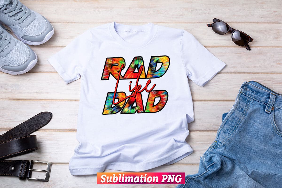 Rad like Dad Colorful Leopard Funny Fathers Day T shirt Tumbler Design Png Sublimation File