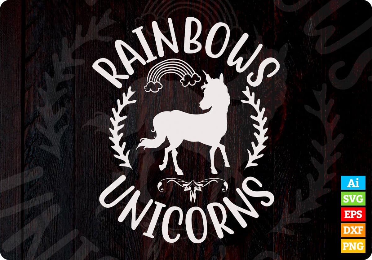 Rainbows Unicorns Animal T shirt Design In Svg Png Cutting Printable Files