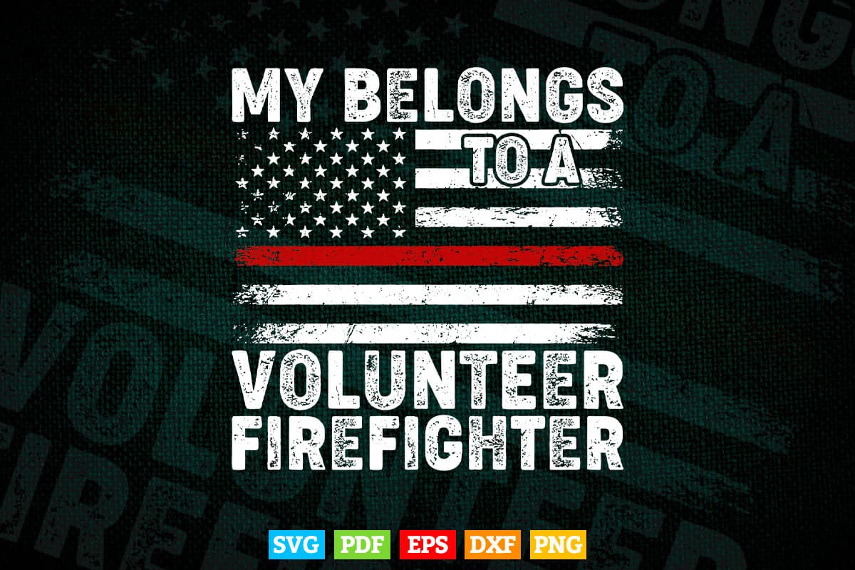 Red Line Flag Fireman Wife Girlfriend Volunteer Firefighter Svg Digital Files.