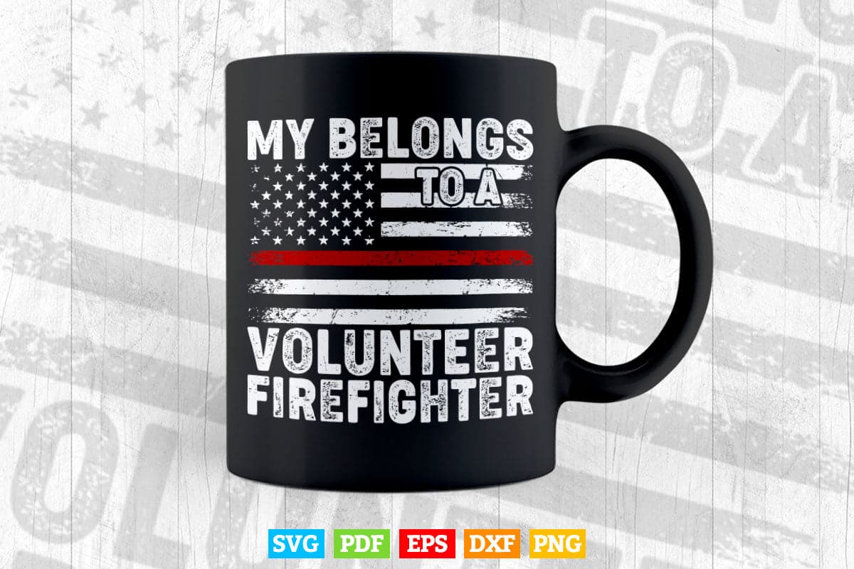 Red Line Flag Fireman Wife Girlfriend Volunteer Firefighter Svg Digital Files.