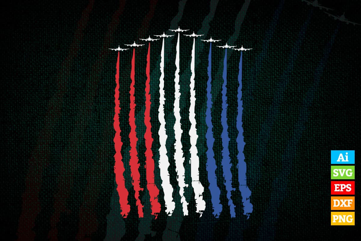Red White Blue Air Force Flyover 4th Of July Vector T shirt Design in Ai Png Svg Files.