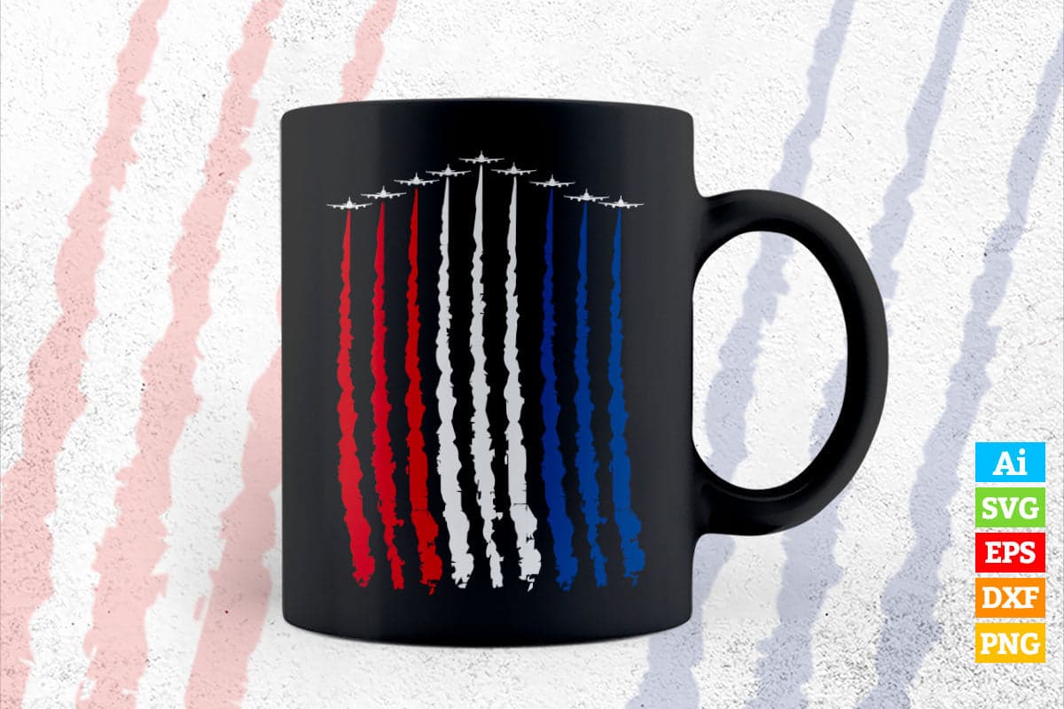 Red White Blue Air Force Flyover 4th Of July Vector T shirt Design in Ai Png Svg Files.
