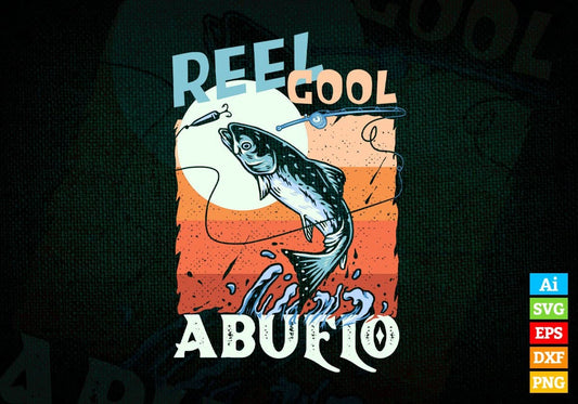 Reel Cool Abuelo Fishing Father's Day Editable Vector T-shirt Design in Ai Svg Files