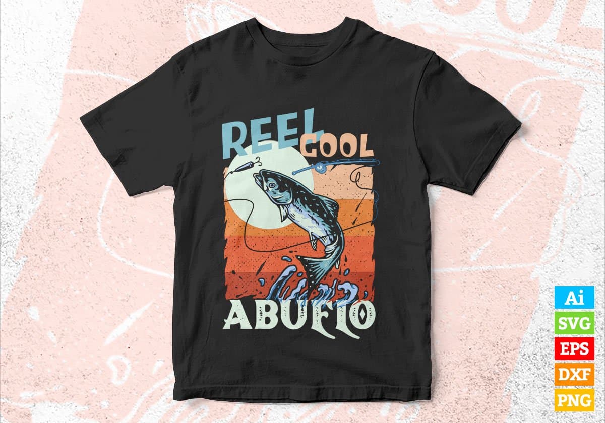 Reel Cool Abuelo Fishing Father's Day Editable Vector T-shirt Design in Ai Svg Files