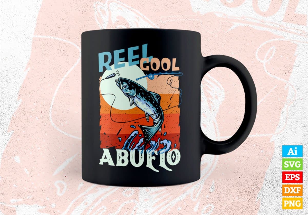 Reel Cool Abuelo Fishing Father's Day Editable Vector T-shirt Design in Ai Svg Files