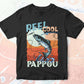 Reel Cool Pappou Fishing Father's Day Editable Vector T-shirt Design in Ai Svg Files