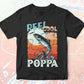 Reel Cool Poppa Fishing Father's Day Editable Vector T-shirt Design in Ai Svg Files