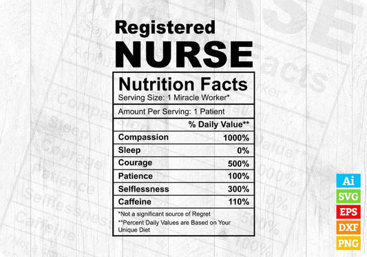 Registered Nurse Nutrition Facts Editable Vector T-shirt Design in Ai Svg Png Files