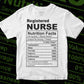 Registered Nurse Nutrition Facts Editable Vector T-shirt Design in Ai Svg Png Files