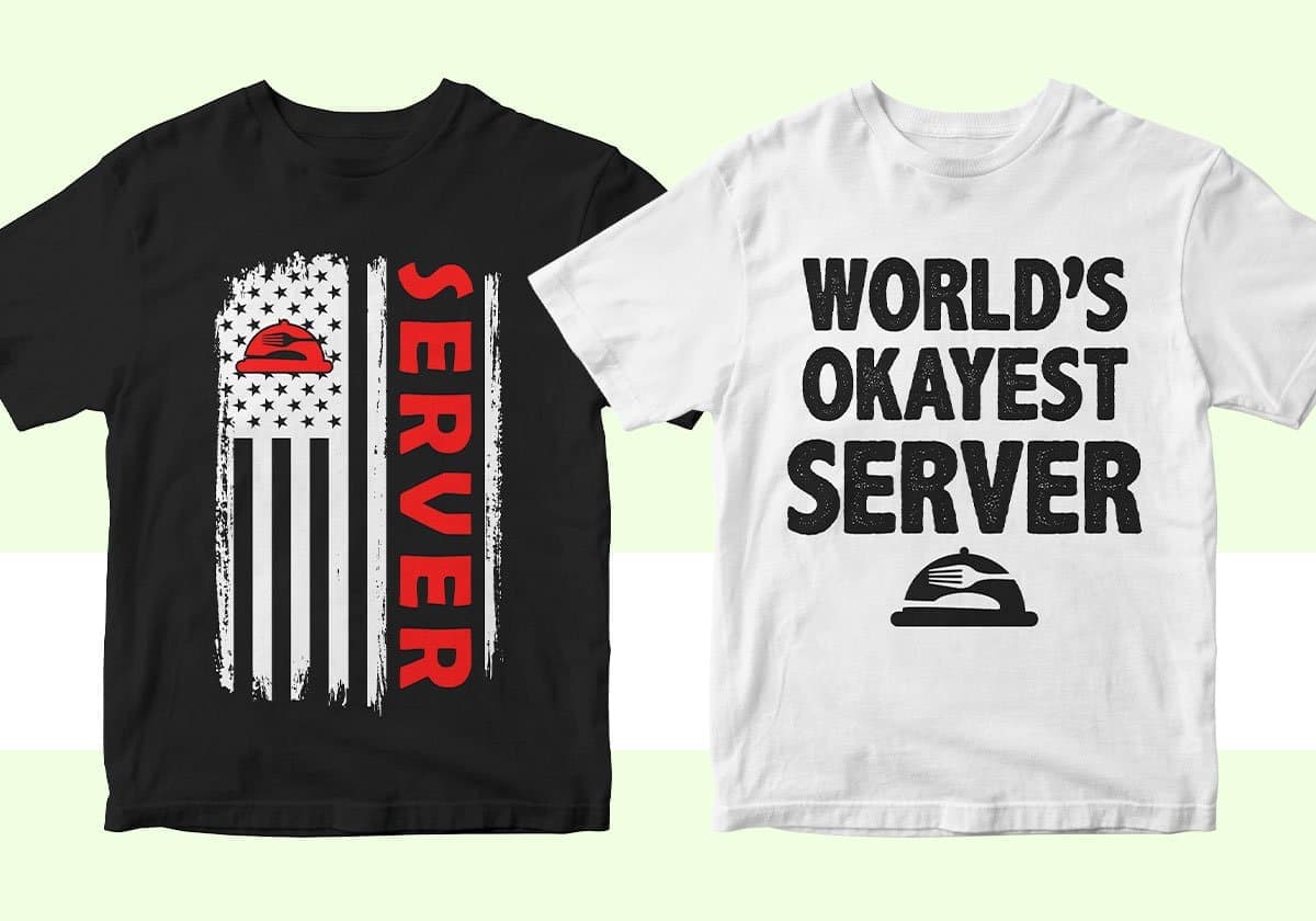 Restaurant Server 25 Editable T-shirt Designs Bundle