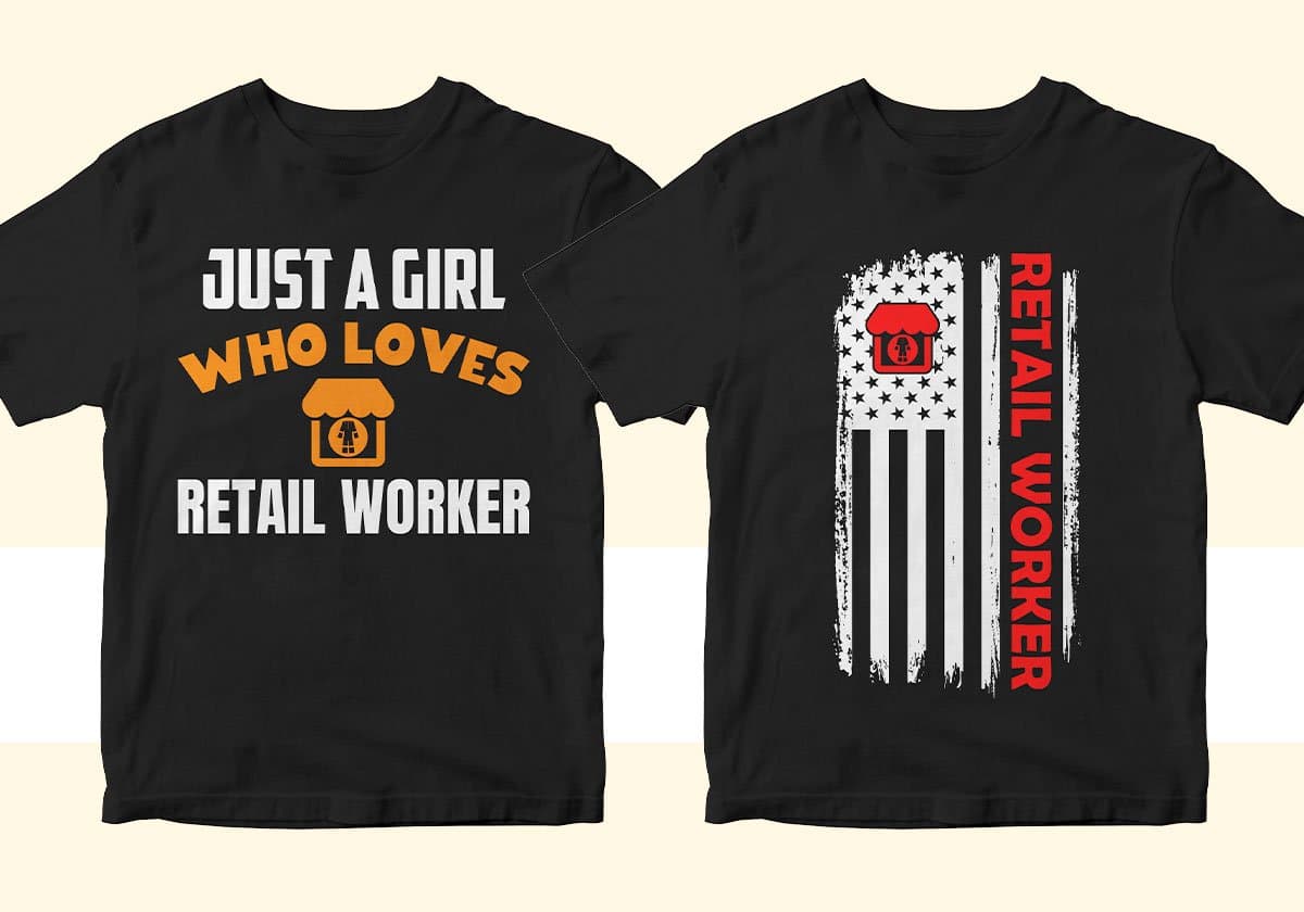 Retail Worker 25 Editable T-shirt Designs Bundle