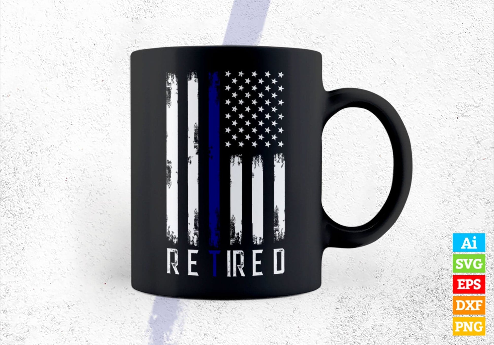 Retired Police Officer Thin Blue Line USA Flag Retirement Editable Vector T shirt Design in Ai Png Svg Files.