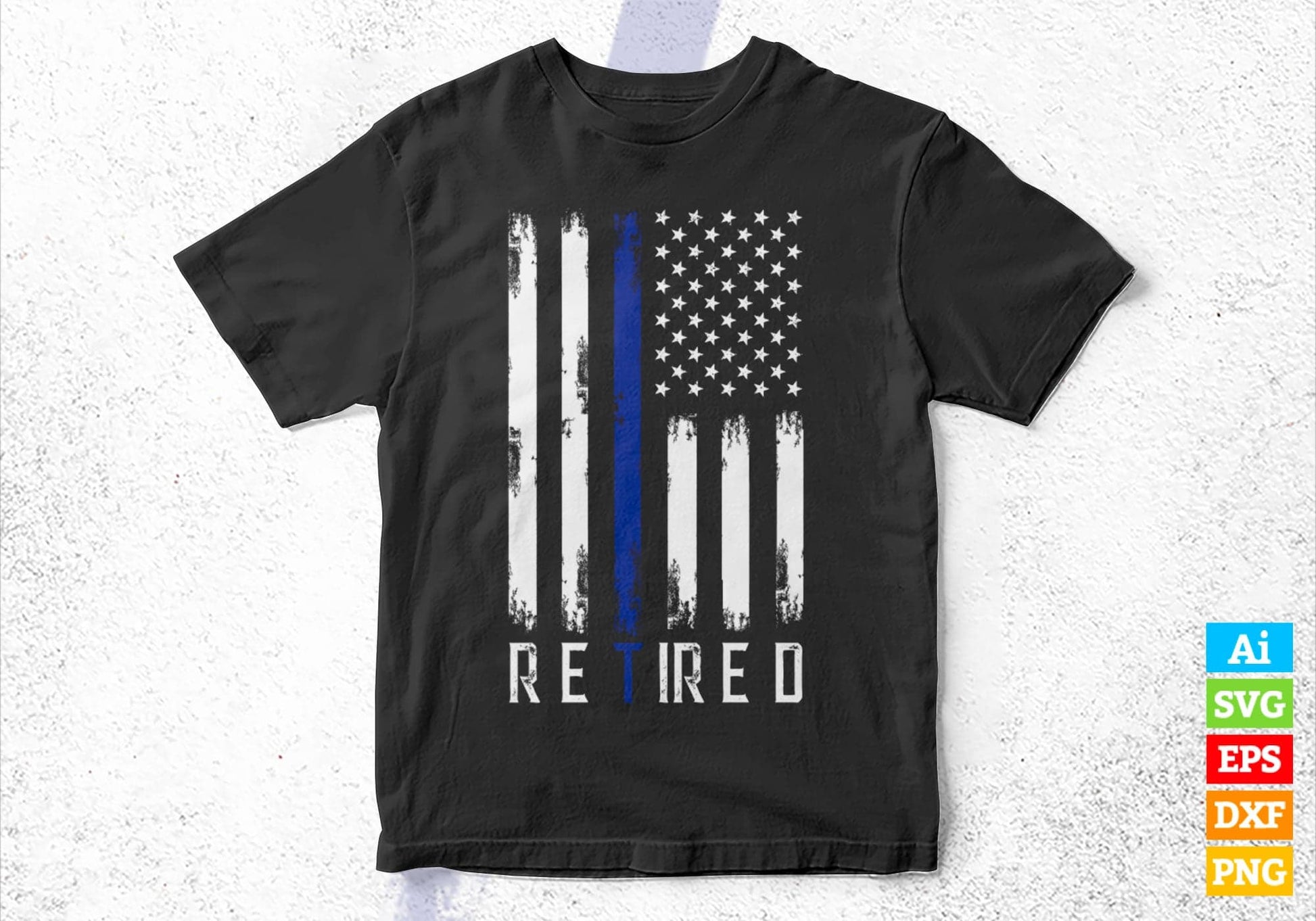 Retired Police Officer Thin Blue Line USA Flag Retirement Editable Vector T shirt Design in Ai Png Svg Files.
