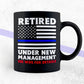 Retired Under New Management Retirement Thin Blue Line USA Flag gift 4th of July Editable Vector T shirt Design in Ai Png Svg Files.