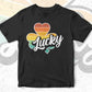 Retro Shamrock Lucky St Patrick's Day Editable T-shirt Design in Ai Svg Printable Files