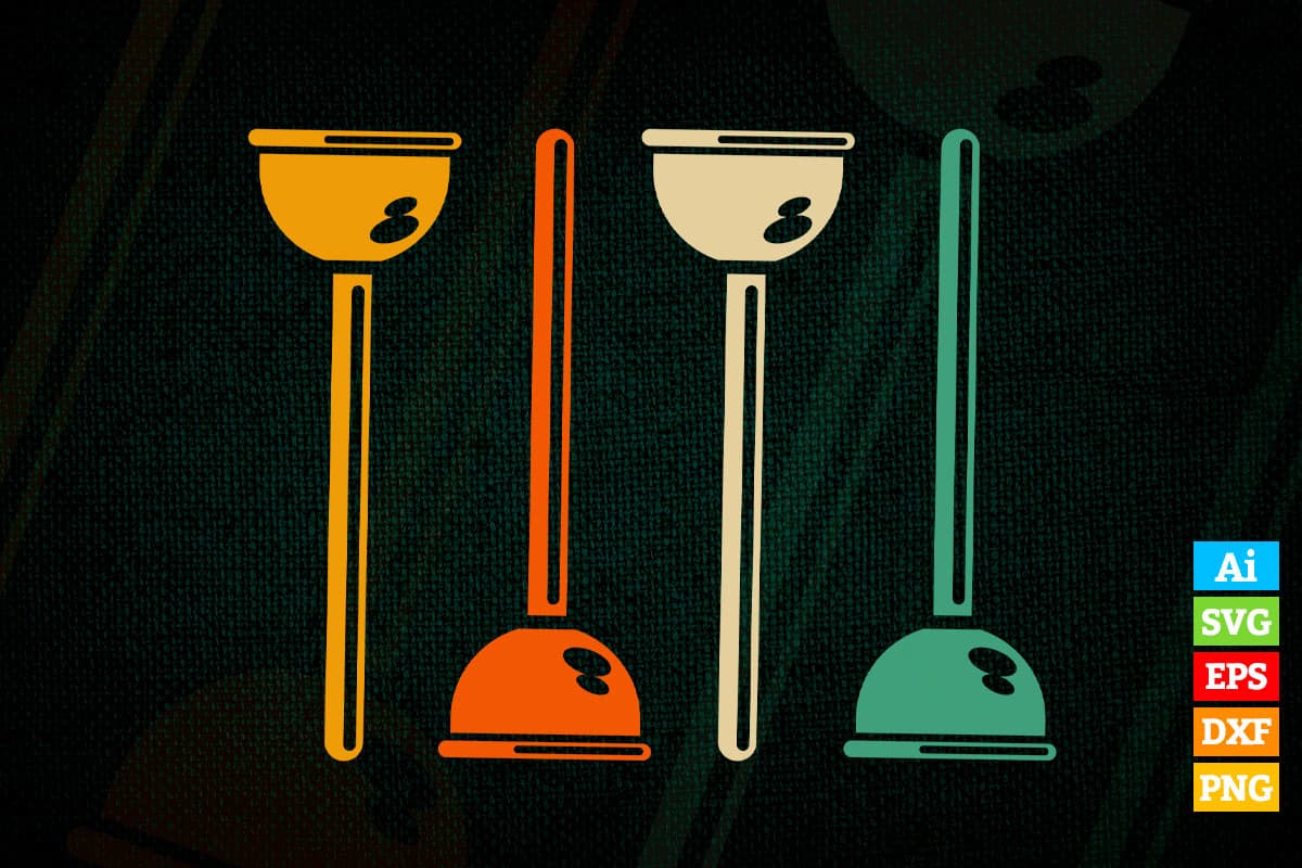 Retro Toilet Plunger Plumbing Vintage Plumber Vector T shirt Design in Ai Png Svg Files.