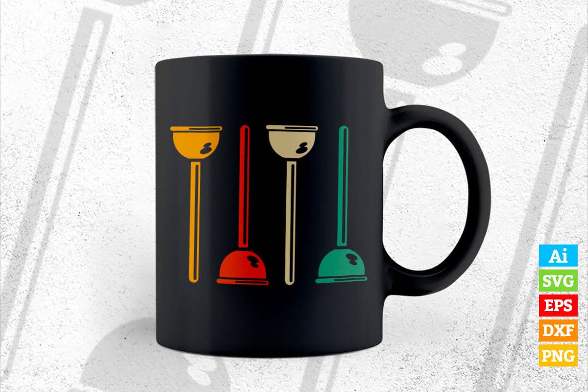 Retro Toilet Plunger Plumbing Vintage Plumber Vector T shirt Design in Ai Png Svg Files.