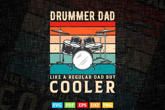 Retro vintage Drummer Dad Music Lover Father's Day Svg Cut Files.