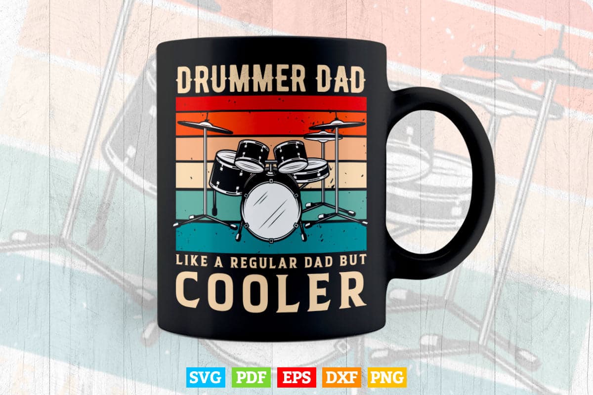 Retro vintage Drummer Dad Music Lover Father's Day Svg Cut Files.