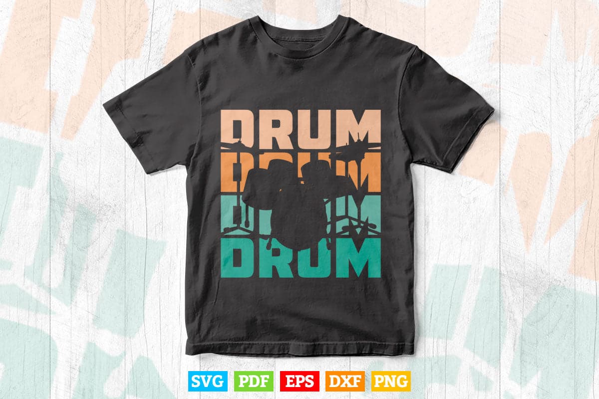 Retro Vintage Drumming Gift For Drummers Svg Cut Files.