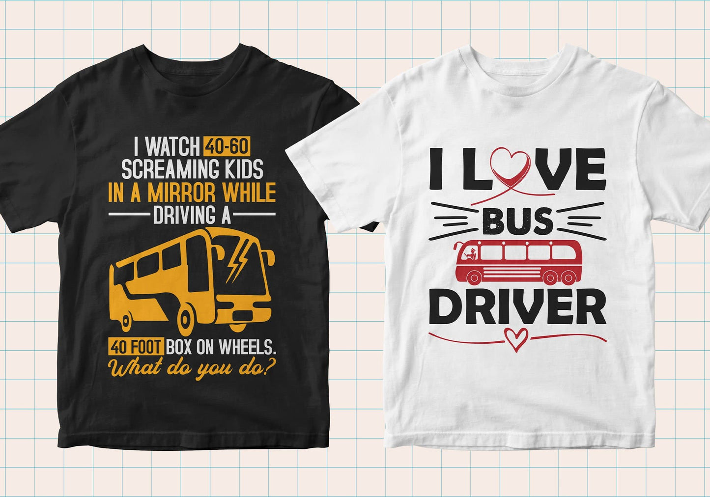 School Bus Driver 50 Editable T-shirt Designs Bundle Part 1