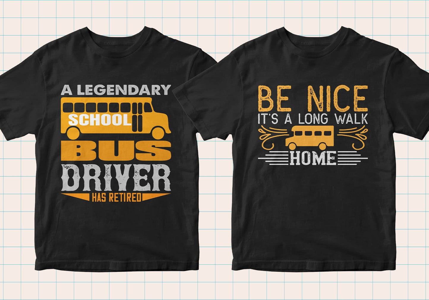 School Bus Driver 50 Editable T-shirt Designs Bundle Part 1