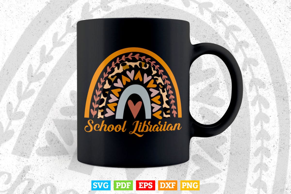 School Librarian Rainbow Leopard Funny Library Svg Png Cut Files.