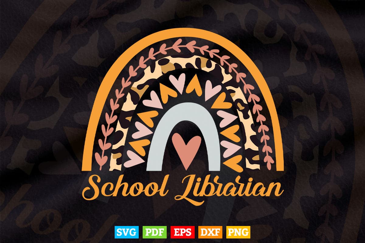 School Librarian Rainbow Leopard Funny Library Svg Png Cut Files.