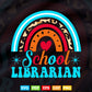 School Librarian Rainbow Leopard Print Funny Librarian Svg Png Cut Files.