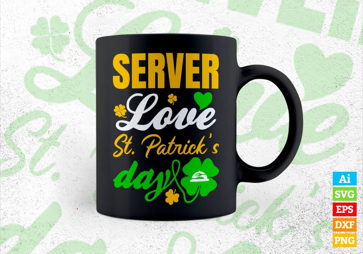 Server Love St. Patrick's Day Editable Vector T-shirt Designs Png Svg Files