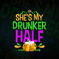 She's My Drunker Half Matching Couple Boyfriend Mardi Gras Editable Vector T-shirt Design in Ai Svg Png Files