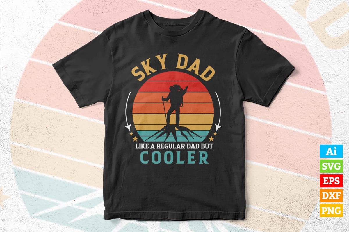 Ski Dad Like A Normal Dad But Cooler Jumper Vintage Gift Father's Day Vector T shirt Design in Ai Png Svg Files