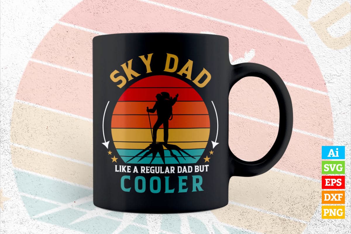 Ski Dad Like A Normal Dad But Cooler Jumper Vintage Gift Father's Day Vector T shirt Design in Ai Png Svg Files