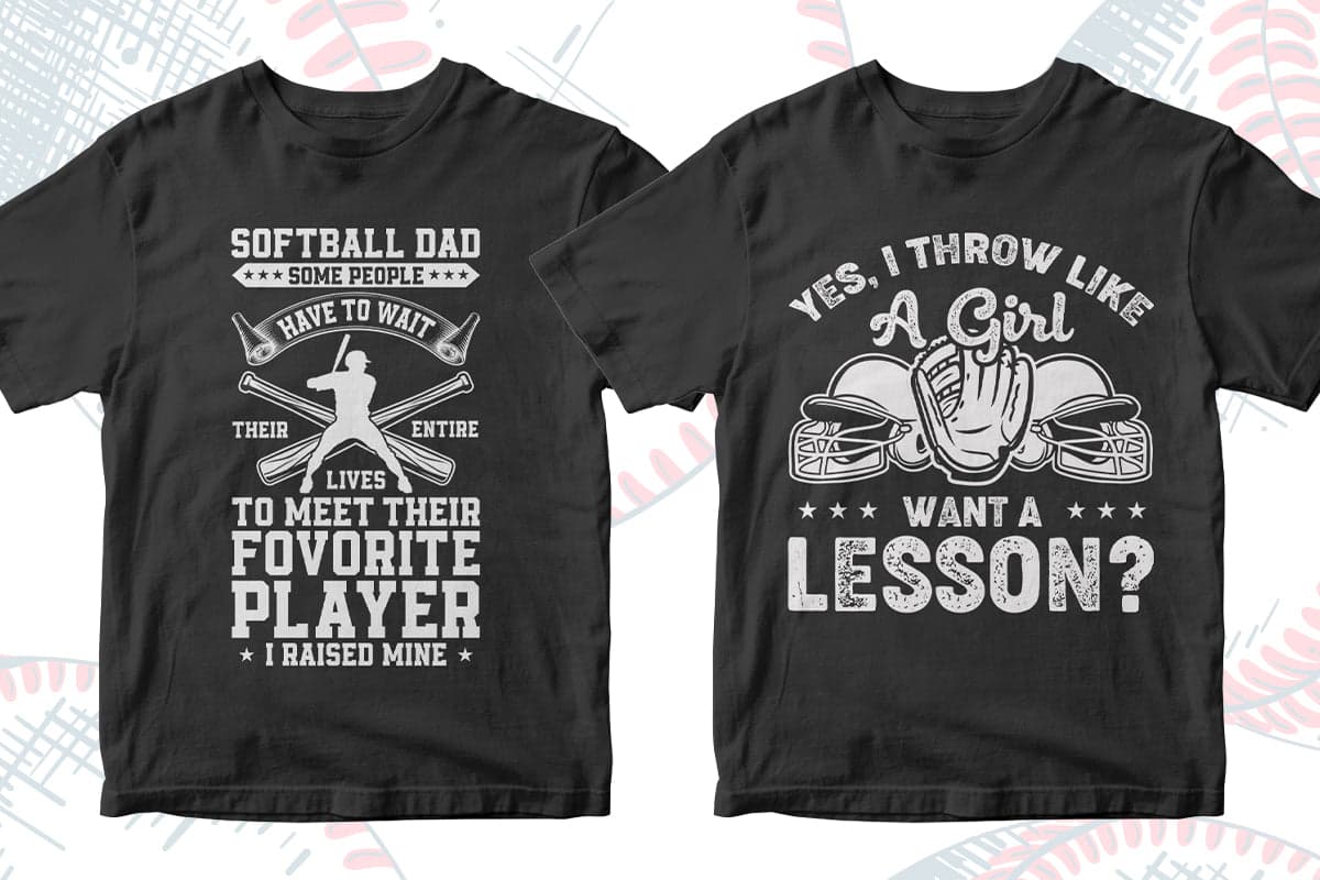 Softball 50 Editable T-shirt Designs Bundle Part 1