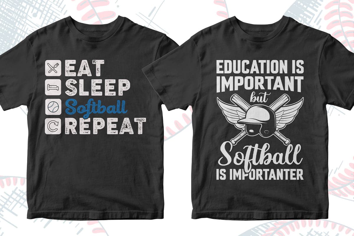 Softball 50 Editable T-shirt Designs Bundle Part 1