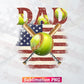 Softball Dad Sports Daddy USA Flag 4th of July Father's Day T shirt Tumbler Design Png Sublimation Files