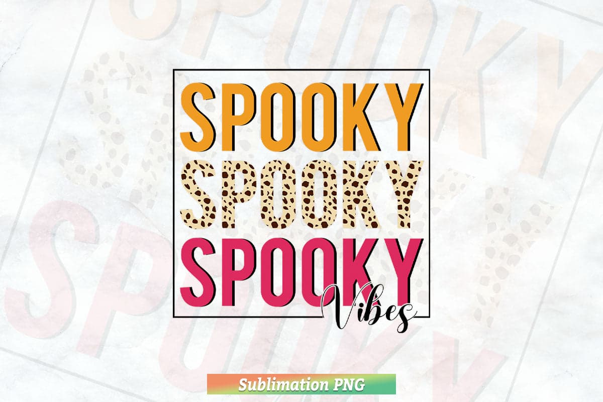 Spooky vibes leopard Halloween Fall Png Cut Files.